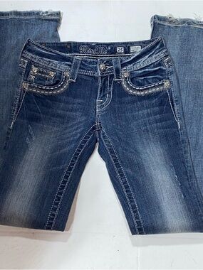 Miss Me Jeans Women  Signature Embellished Pocket Stretch Boho Western Boot 25